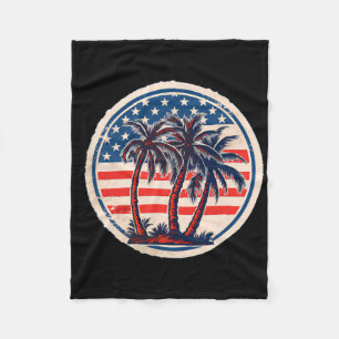 American Flag Palm Tree Patriotic Fourth Of July S Fleece Blanket