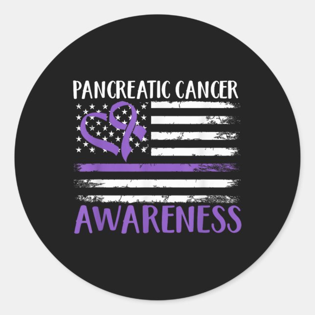 American Flag Pancreatic Cancer Awareness  Classic Round Sticker (Front)