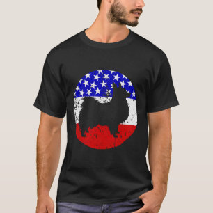American Flag Papillon Dog T-Shirt
