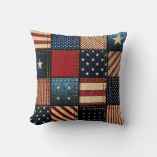 American Flag, Patchwork Seamless Pattern. Cushion