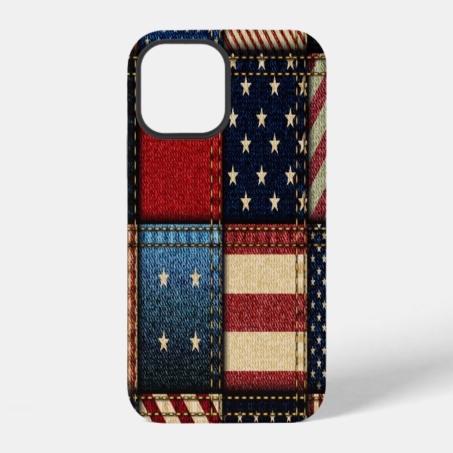 American Flag, Patchwork Seamless Pattern. iPhone Case (Back)