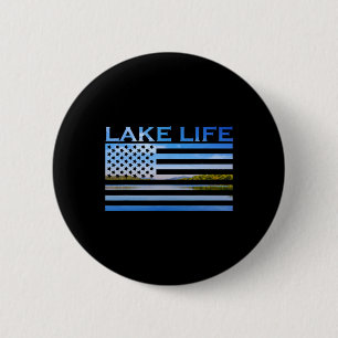 American Flag Patriot Fishing At The Lake This Is 6 Cm Round Badge