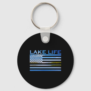American Flag Patriot Fishing At The Lake This Is Key Ring
