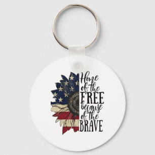 American Flag Patriot Home Of The Free Because Of Key Ring