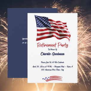 American Flag Patriot Retirement Party Invitation
