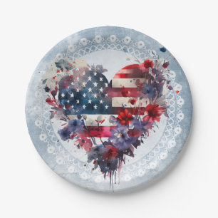 American flag patriotic 4th July independence day Paper Plate