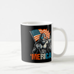 American Flag Patriotic 4th Of July Bigfoot Merica Coffee Mug