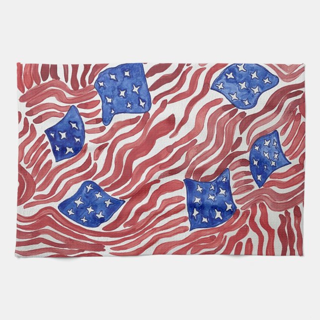 American flag patriotic Americana Kitchen Towel (Horizontal)