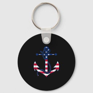 American Flag Patriotic Anchor - Memorial Day 4th Key Ring