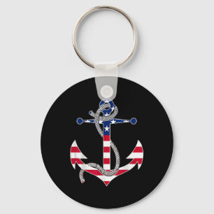American Flag Patriotic Anchor Memorial Day 4th Of Key Ring