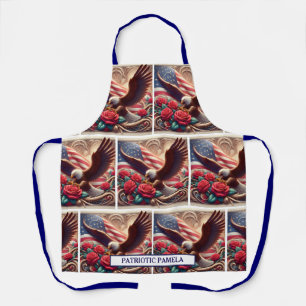 American Flag Patriotic Bald Eagle Apron