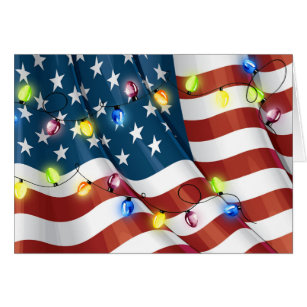 American Flag Patriotic Christmas Card