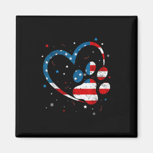 American Flag Patriotic Dog &amp; Cat Paw Print -  Magnet