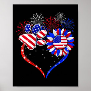 American Flag Patriotic Dog And Cat Paw Print - 4t