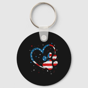 American Flag Patriotic Dog And Cat Paw Print - 4t Key Ring