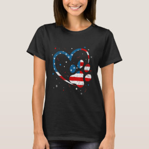 American Flag Patriotic Dog And Cat Paw Print - 4t T-Shirt