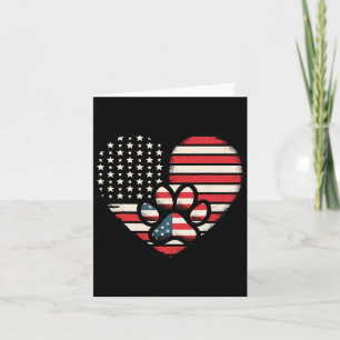 American Flag Patriotic Dog And Cat Paw Print 4th Card