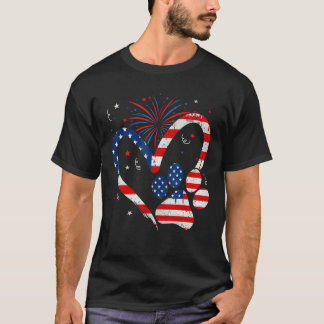 American Flag Patriotic Dog & Cat Paw 4th Of July T-Shirt