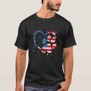 American Flag Patriotic Dog Cat Paw Print 4 H Of J T-Shirt