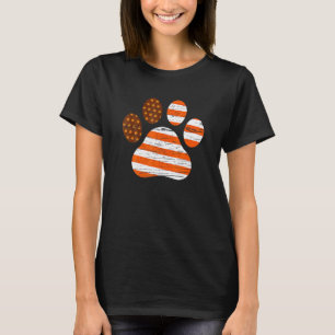 American Flag Patriotic Dog Cat Paw Print Fall Aut T-Shirt