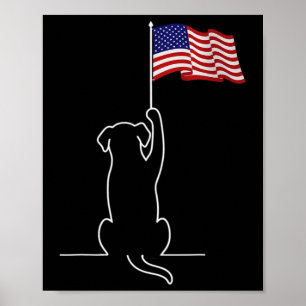 American Flag Patriotic Dog Lover Men Boys Kids 4t Poster