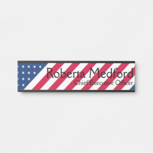 American Flag Patriotic Door Sign Name Plate