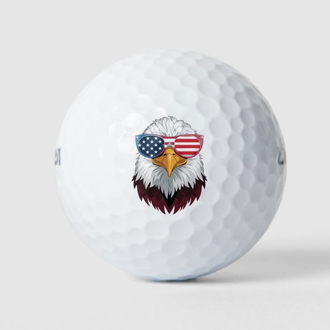 American Flag Patriotic Eagle 4th Of July Golf Balls (Front)