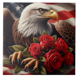 American Flag Patriotic Eagle Ceramic Tile
