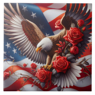 American Flag Patriotic Eagle Ceramic Tile