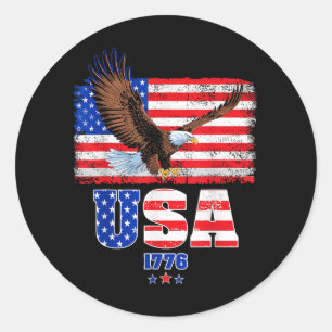 American Flag Patriotic Eagle Independence Day 4th Classic Round Sticker