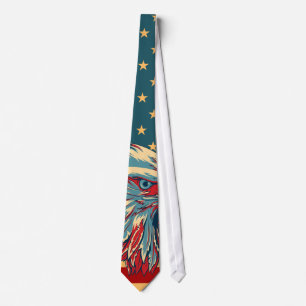 American Flag Patriotic Eagle Retro Colours Tie