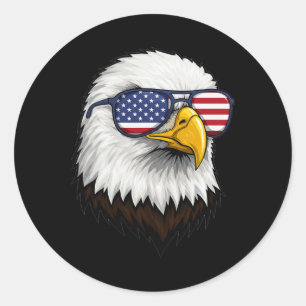American Flag Patriotic Eagle Shirt Men Boys 4th O Classic Round Sticker