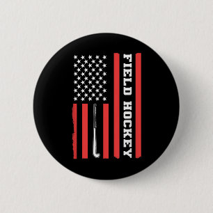 American Flag Patriotic Field Hockey Usa For Women 6 Cm Round Badge
