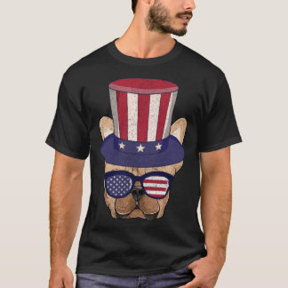 American Flag Patriotic French Bulldog Apparel 4th T-Shirt