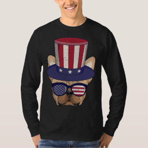 American Flag Patriotic French Bulldog Apparel 4th T-Shirt