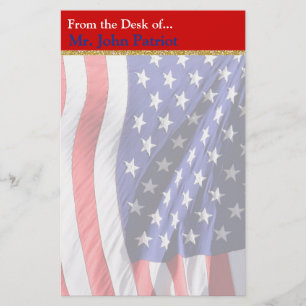 American Flag Patriotic Gift for Soldiers Stationery