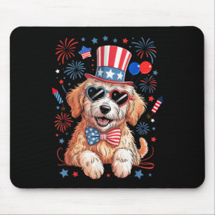 American Flag Patriotic Goldendoodle 4th Of July D Mouse Pad