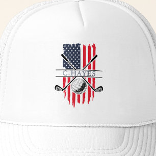 American Flag Patriotic Golfer Trucker Hat