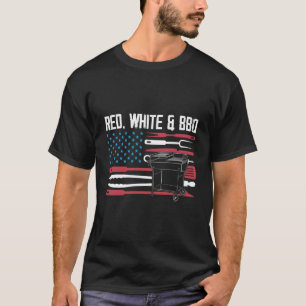 American Flag Patriotic Grill Dad Retro Red White T-Shirt