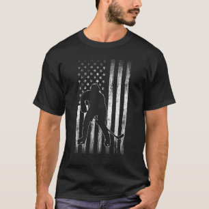 American Flag Patriotic Hockey USA Hockey Player F T-Shirt