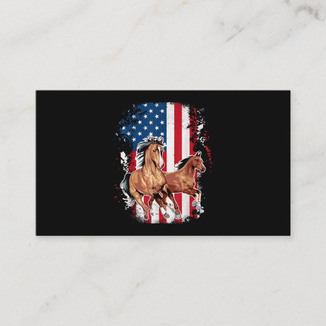 American Flag Patriotic Horse Horseback Riding Far Business Card (Front)
