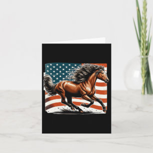 American Flag Patriotic Horse Horseback Riding Far Card