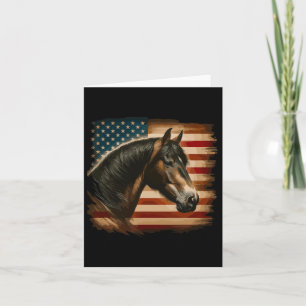 American Flag Patriotic Horse Horseback Riding Wes Card