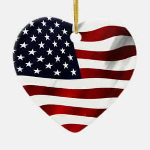 American Flag Patriotic Independence Day Ceramic Tree Decoration