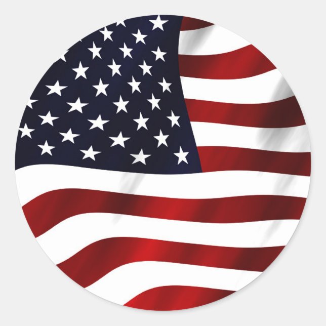 American Flag Patriotic Independence Day Classic Round Sticker (Front)
