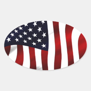 American Flag Patriotic Independence Day Oval Sticker