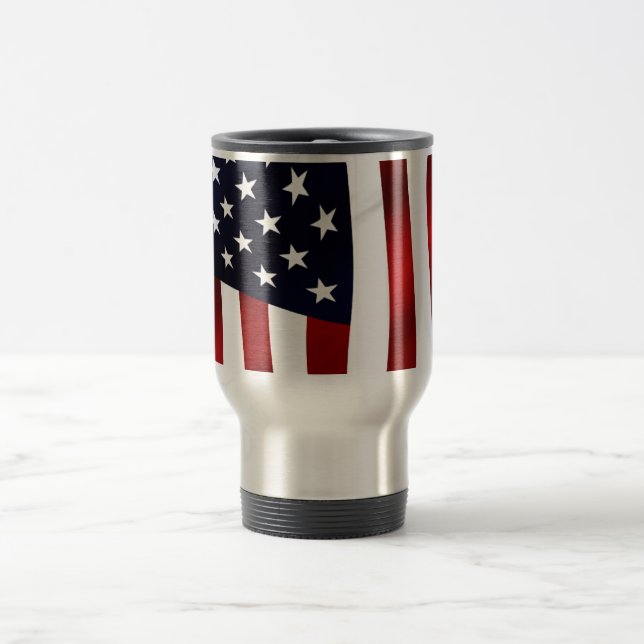 American Flag Patriotic Independence Day Travel Mug (Center)
