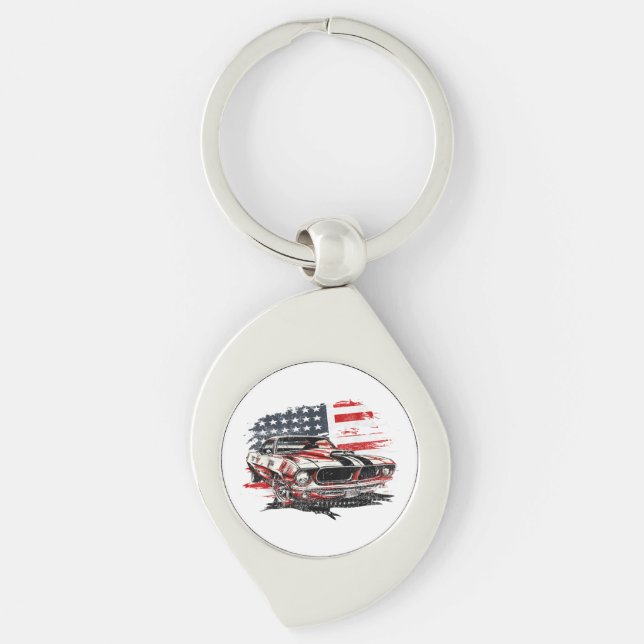 American Flag Patriotic  Key Ring (Front)