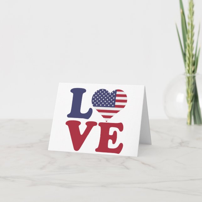 American Flag Patriotic Love Card (Front)