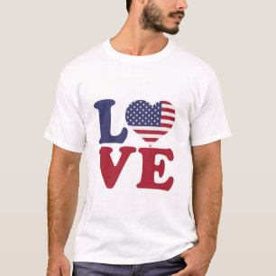 American Flag Patriotic Love T-Shirt